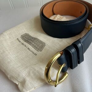 Coach Navy Blue Leather Brass Buckle Belt